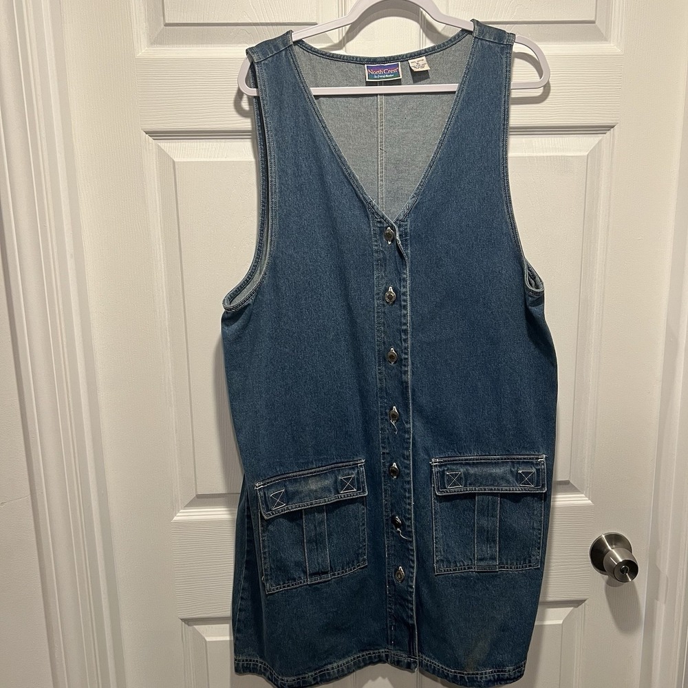 Vintage North CrestWomens Size XL Jean Denim Button Front Maxi Dress